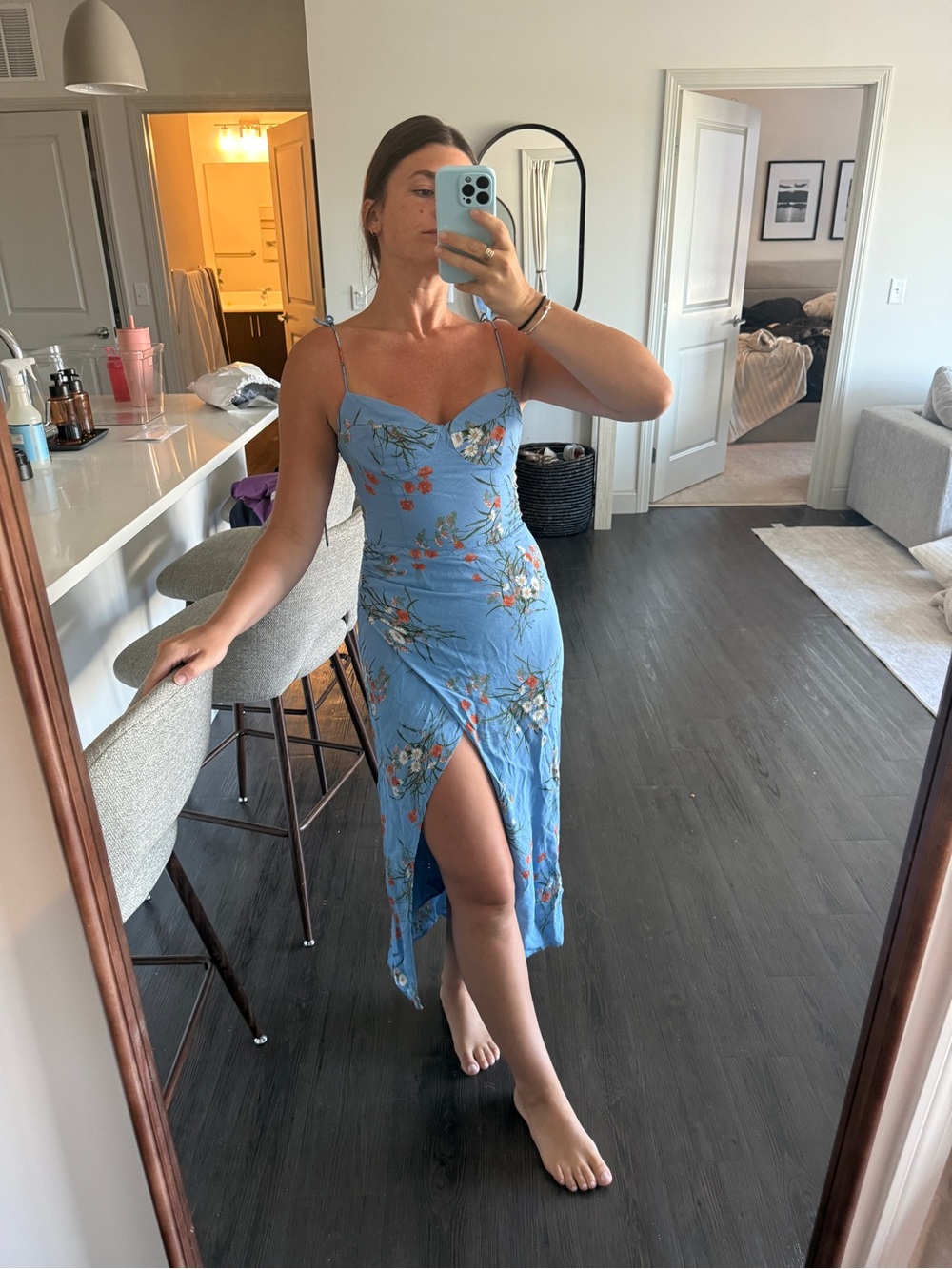 Reformation Blue Floral Midi Dress